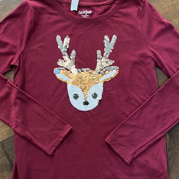 Adorable Cat & Jack Reindeer Top with Sequins - Picture 3 of 3